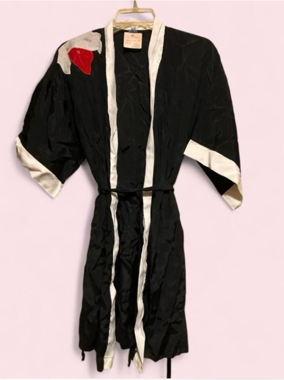 Vintage 80’s Private Touched Black Rayon Robe S (NWT)